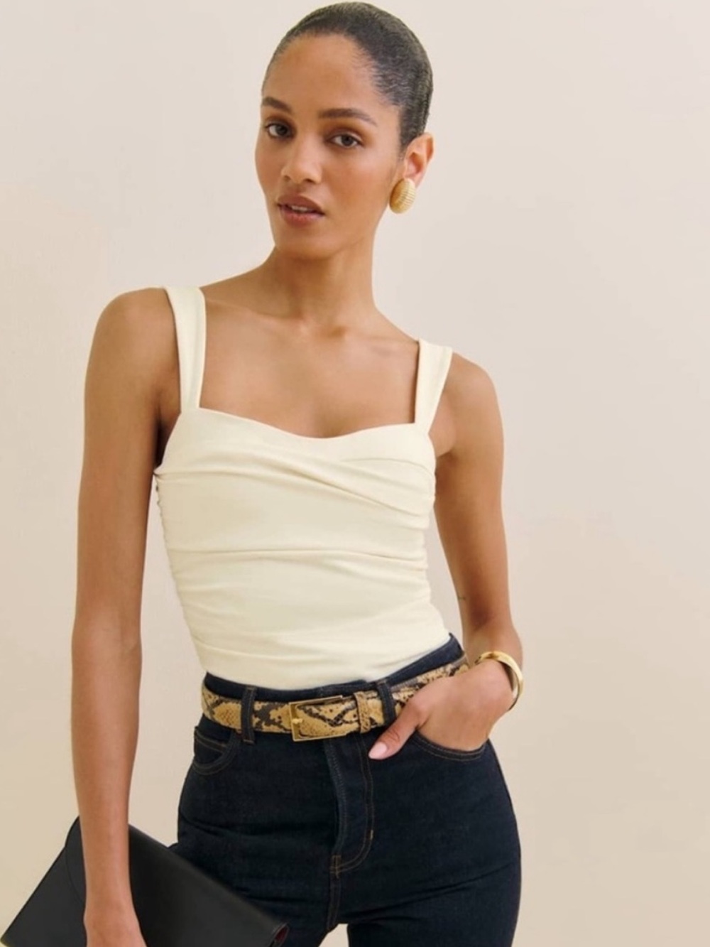 Reformation Cream Square-Neck Tank